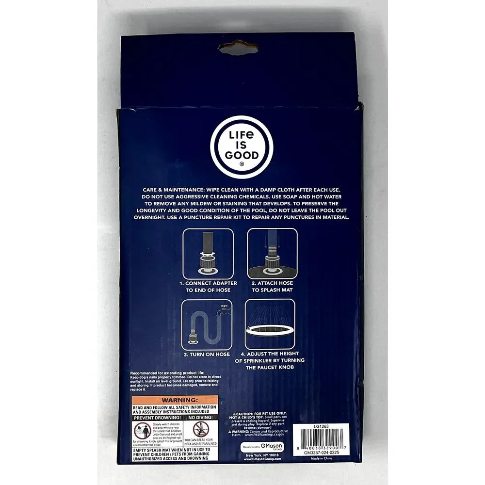 Life is Good Sprinkler Splash Mat NIB for Small/Medium Dogs 39 in Claw Resistant